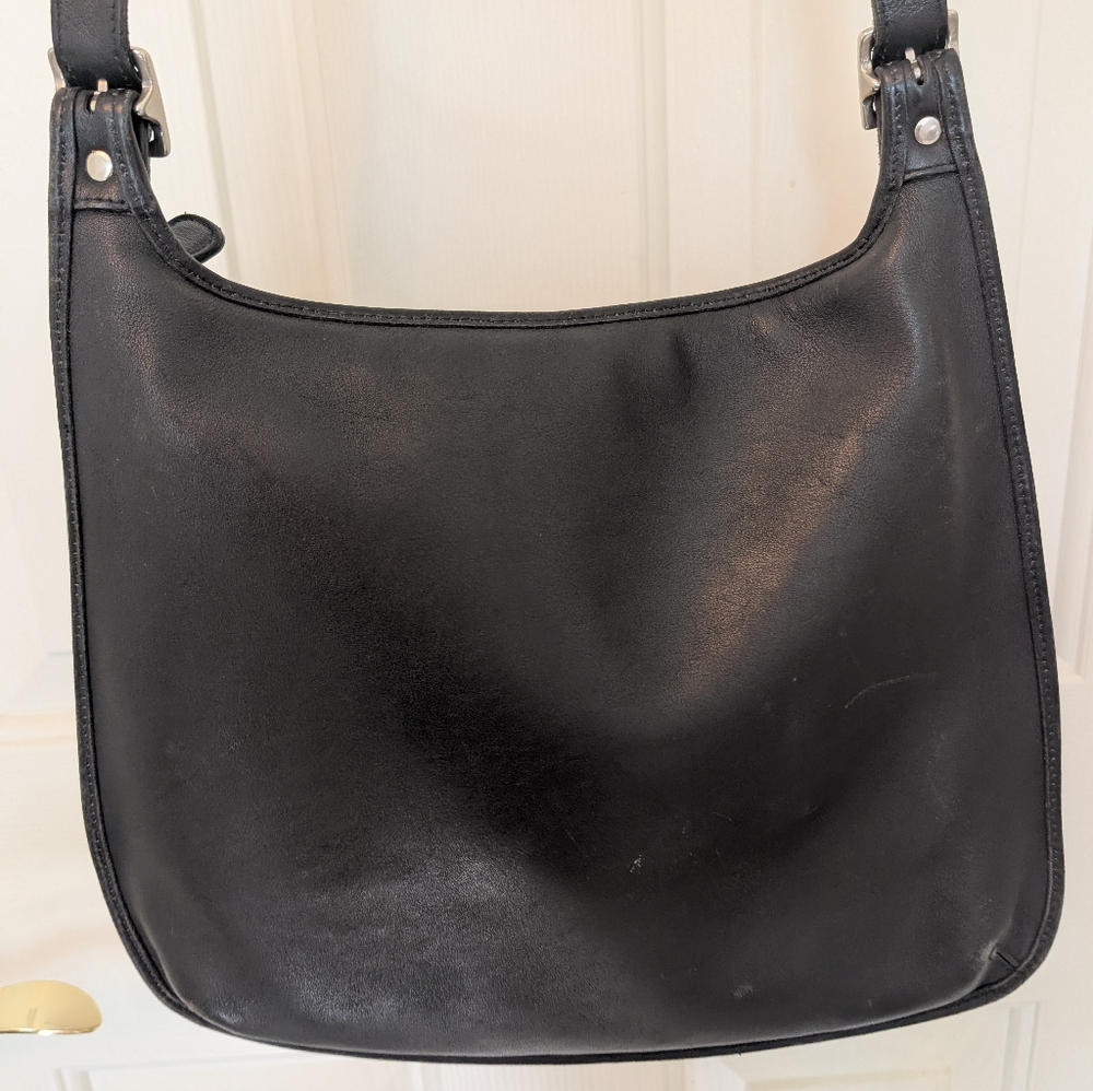 Coach Vintage Hippie Flap Saddle Soft Black Leather Large Crossbody Bag 9134 - Picture 6 of 14
